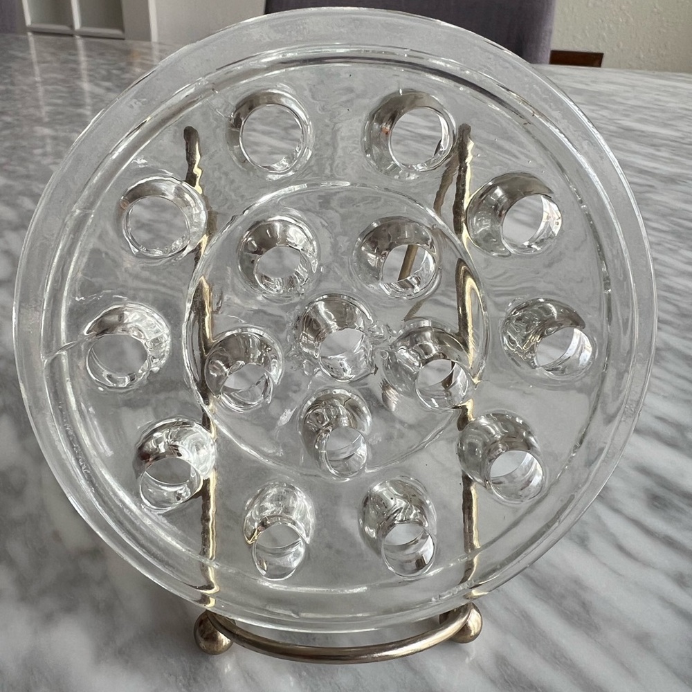 Vintage Clear Glass Flower Frog 5” - Picture 2 of 4
